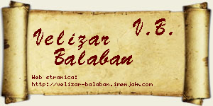 Velizar Balaban vizit kartica
